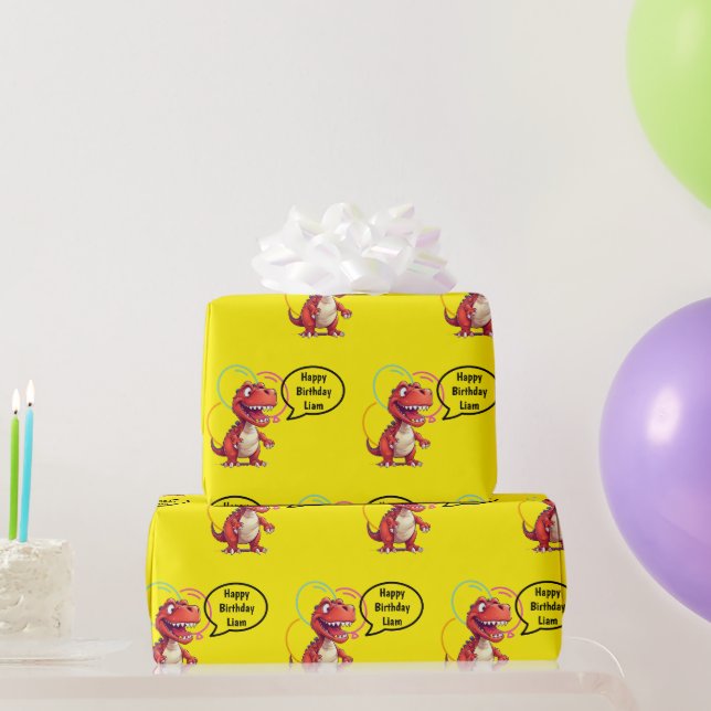 Dino Roar på Gult Gift Presentpapper (Festgåvor)