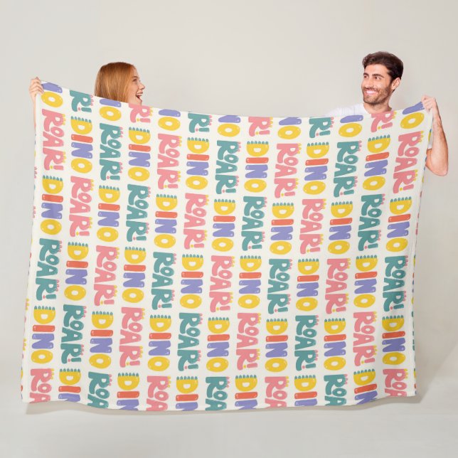 Dino Roar Text Mönster Fleecefilt (På plats)