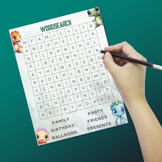 Dino Roar Wordsearch Party Game Lakan (Skapare uppladdad)