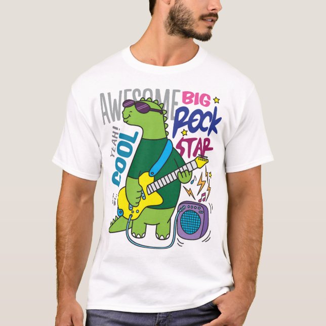 dino rock star t shirt (Framsida)