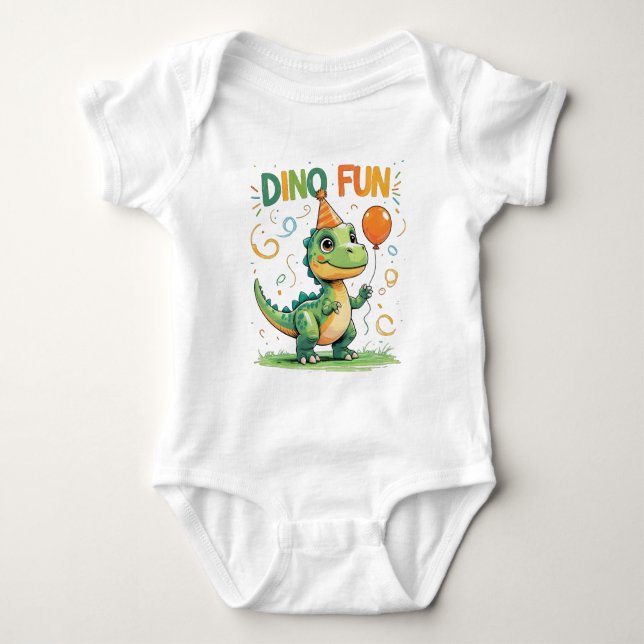 Dino Roligt Baby Outfit T Shirt (Framsida)