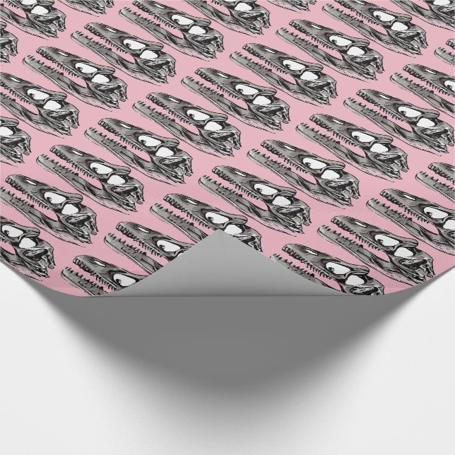 DINO - Rosa Blek Glossy Wrapping Papper, 30 x 6 tu Presentpapper (Hörn)