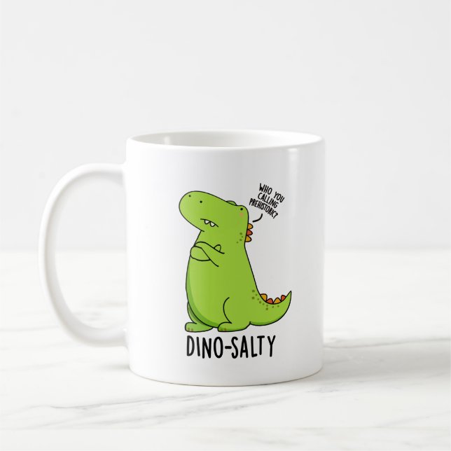 Dino-salty Funny Dinosaur Pun Kaffemugg (Vänster)