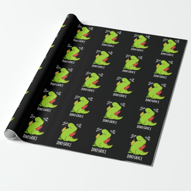 Dino-sås Rolig Dinosaurie Pun Schwarz BG Presentpapper (Utrullad)