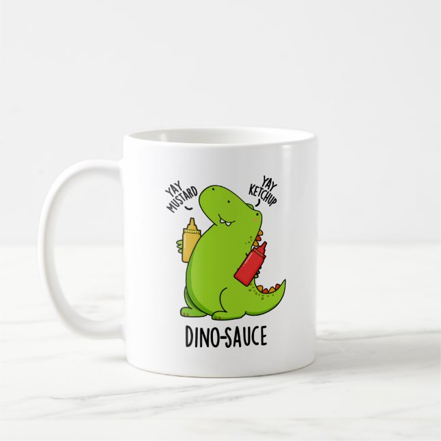Dino-sås Rollig Dinosaurie Pun Kaffemugg (Vänster)