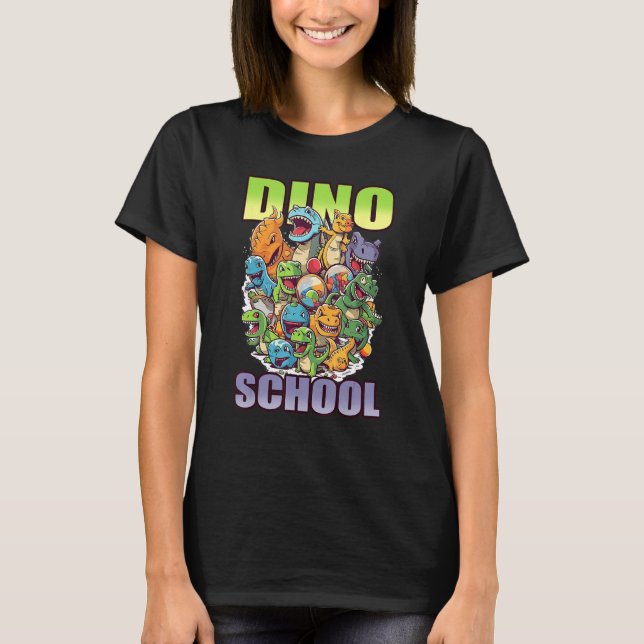 dino school cute graphic t shirt (Framsida)