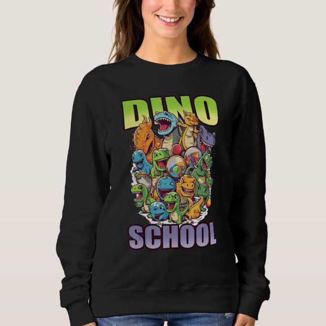 dino school cute graphic t shirt (Framsida)