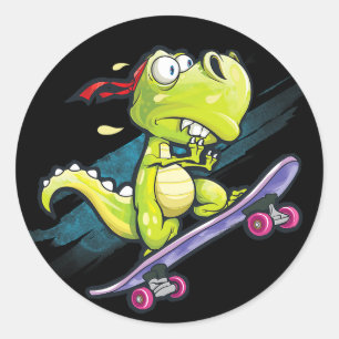 Dino Skateboard Tröja Pojkar Skateboard Barn Män  Runt Klistermärke