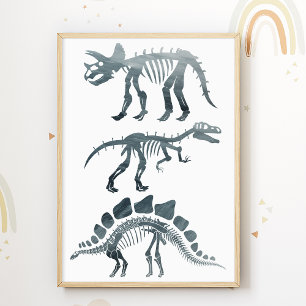 Dino-skelett Barnkammartryck Dinosaurier Affisch