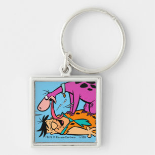 Dino Slickande Fred Flintstone Fyrkantig Silverfärgad Nyckelring