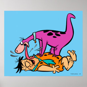 Dino Slickande Fred Flintstone Poster