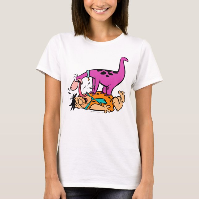 Dino Slickande Fred Flintstone Tee Shirt (Framsida)