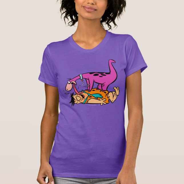 Dino Slickande Fred Flintstone Tee Shirt (Framsida)