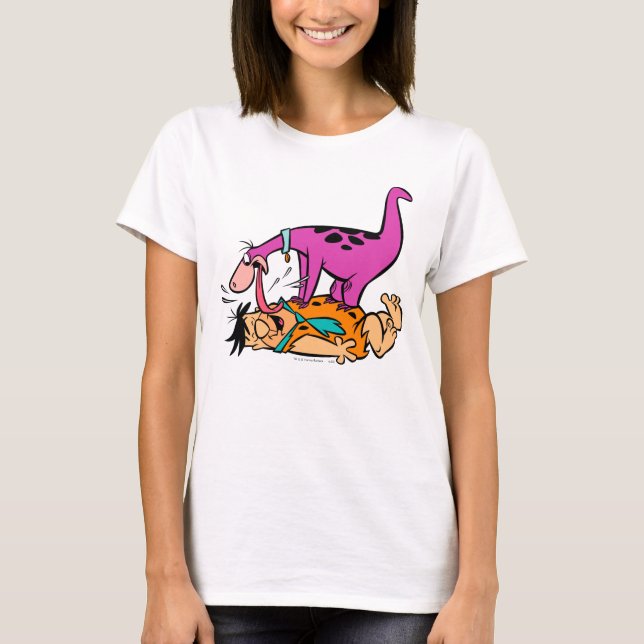 Dino Slickande Fred Flintstone Tee Shirt (Framsida)