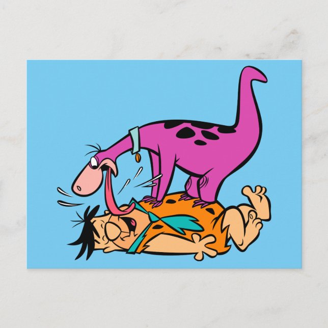 Dino Slickande Fred Flintstone Vykort (Framsida)