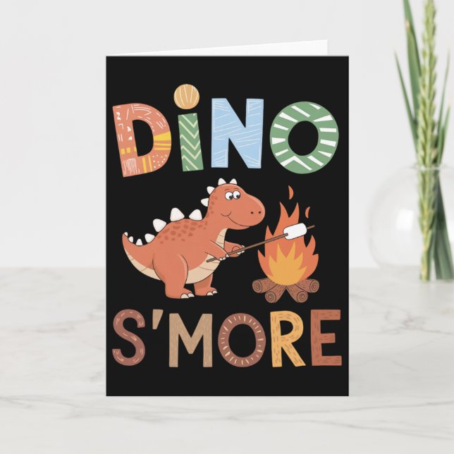 Dino S'more Dinosaur Trex Camping Smores Kawaii S' Kort (Framsida)