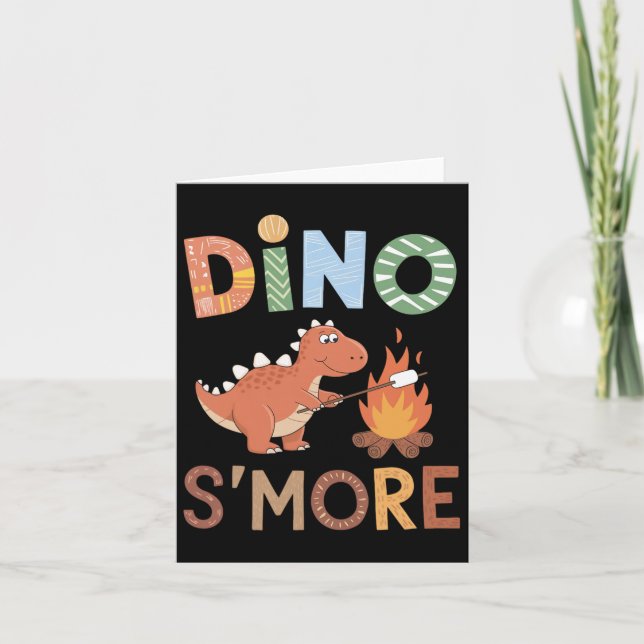 Dino S'more Dinosaur Trex Camping Smores Kawaii S' Kort (Framsida)