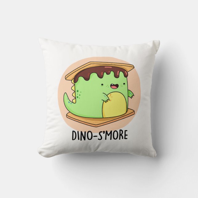 Dino-smore Funny Dinosaur Smore Pun Kudde (Framsida)