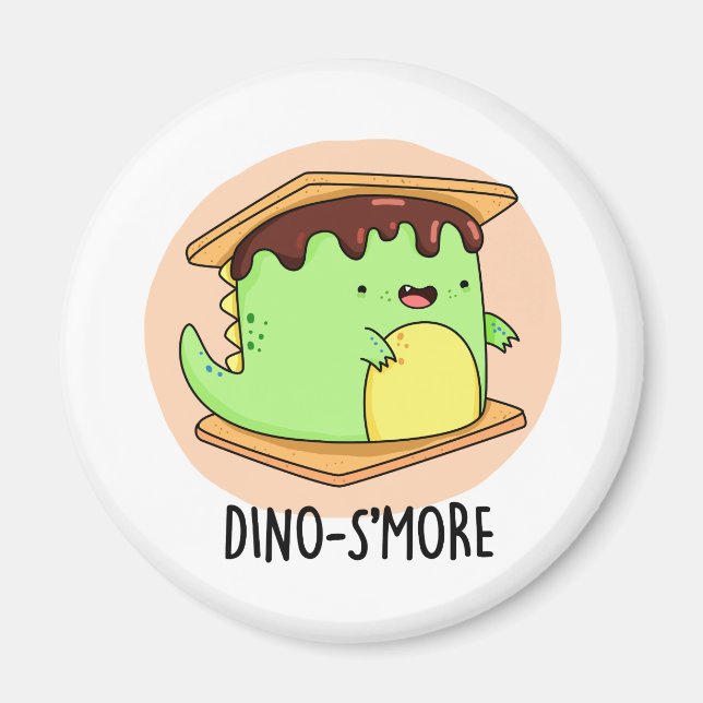 Dino-smore Funny Dinosaur Smore Pun Magnet (Framsidan)