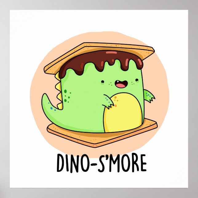 Dino-smore Funny Dinosaur Smore Pun Poster (Framsidan)