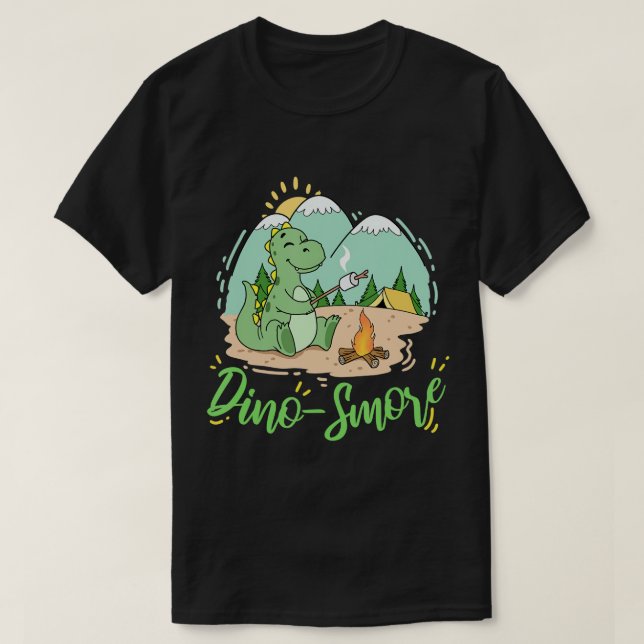 Dino S'mores Camping Gift Dinosaur Camp Smores Adu T Shirt (Design framsida)