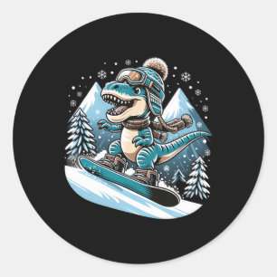 Dino Snowboarding Roligt Coola Snowboard För mana Runt Klistermärke