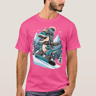 Dino Snowboarding Roligt Coola  Snowboard För mana T Shirt