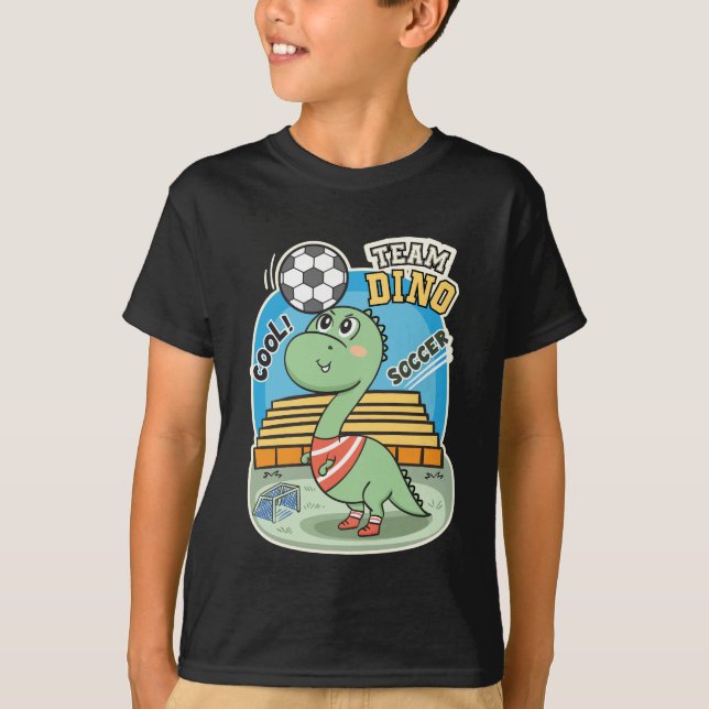 Dino Soccer Cute Funny T Shirt (Framsida)