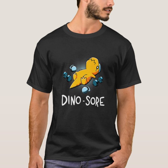 Dino Sore Dinosaur Workout Gym Liiting Fitness T Shirt (Framsida)