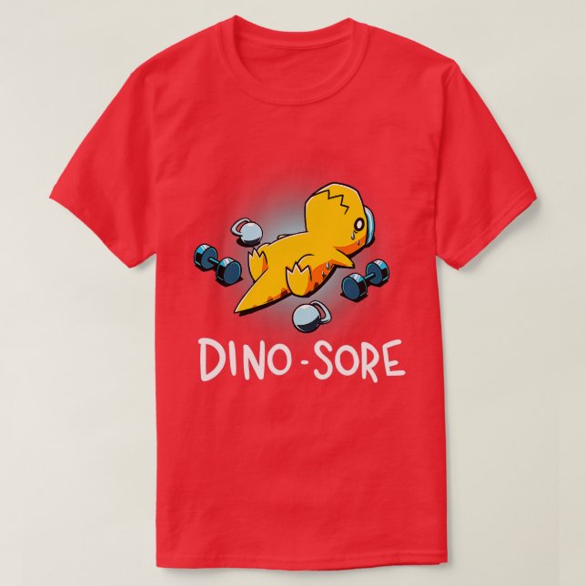Dino Sore Funny Dinosaur Workout Gym Fitness Lifti T Shirt (Design framsida)