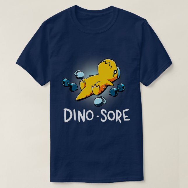 Dino Sore Funny Dinosaur Workout Gym Fitness Lifti T Shirt (Design framsida)