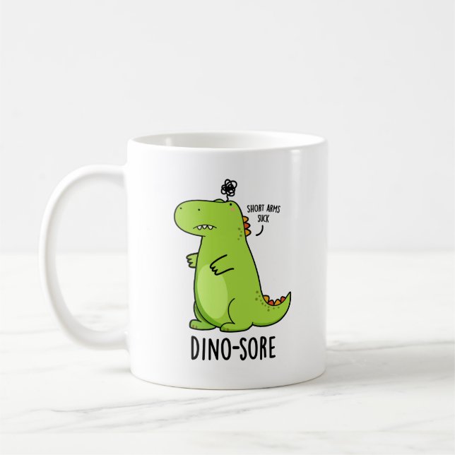 Dino-sore Funny Irritated Dinosaur Pun Kaffemugg (Vänster)
