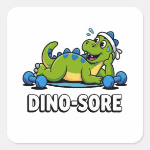 Dino Sore Gym Träning Tyngdlyftning Fitness Tränin Fyrkantigt Klistermärke