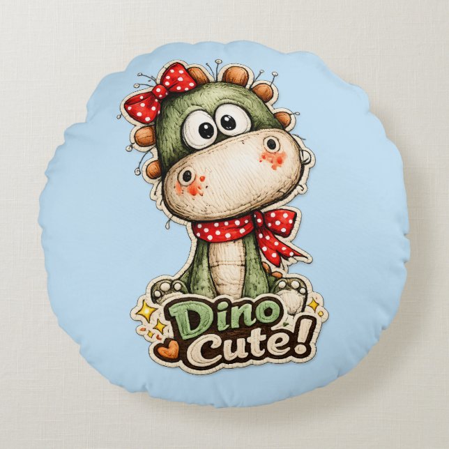 🦕🎀 ”Dino-Söt!” Kudde 💙✨ (Framsidan)