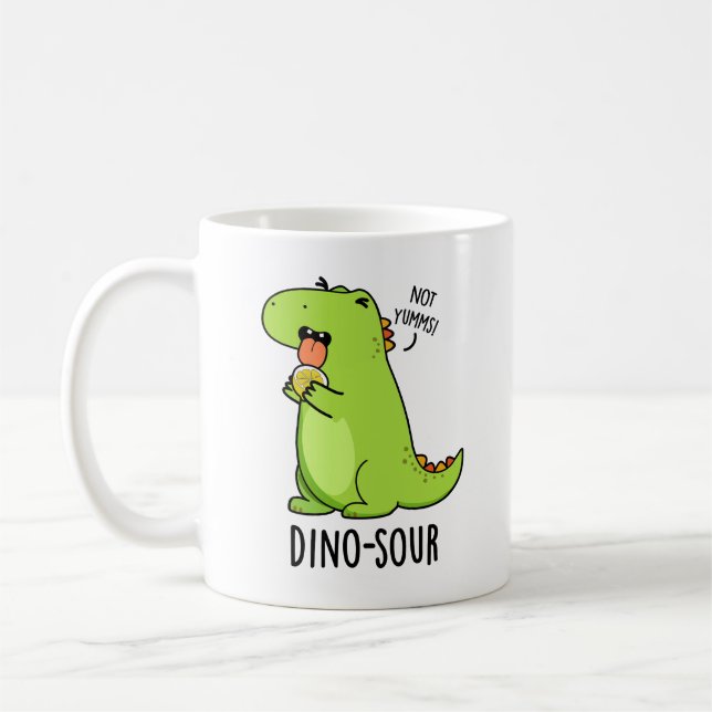 Dino-sour Funny Dinosaur Pun Kaffemugg (Vänster)