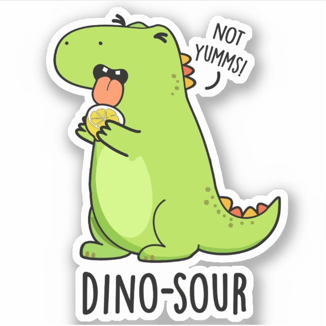 Dino-sour Funny Dinosaur Pun Klistermärken (Framsida)