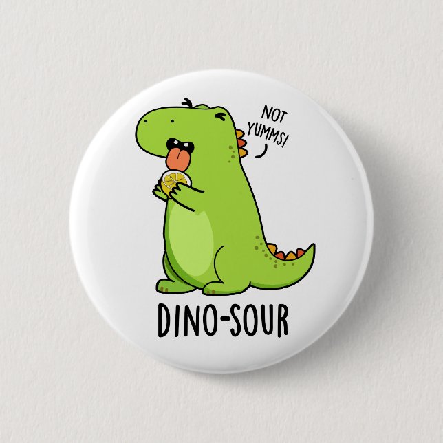 Dino-sour Funny Dinosaur Pun Knapp (Framsida)