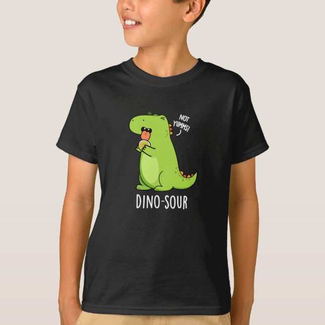 Dino-sour Funny Dinosaur Pun Mörk BG T Shirt (Framsida)
