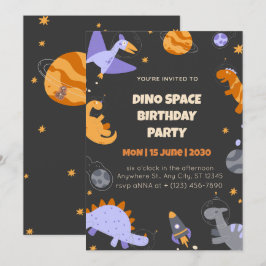 Dino Space Birthday Invitation for Boys Editable Inbjudningar