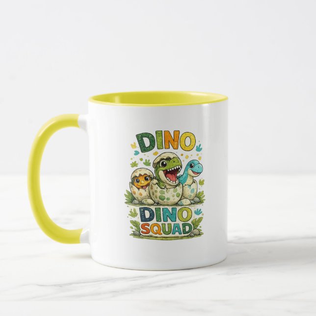 Dino Squad Söt Baby Dinosaurie Kaffemugg (Vänster)