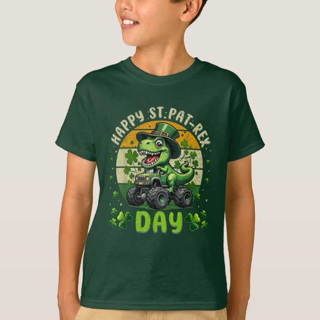 Dino-St patricks day, lycklig St Pat T-Rex-dag T Shirt (Framsida)