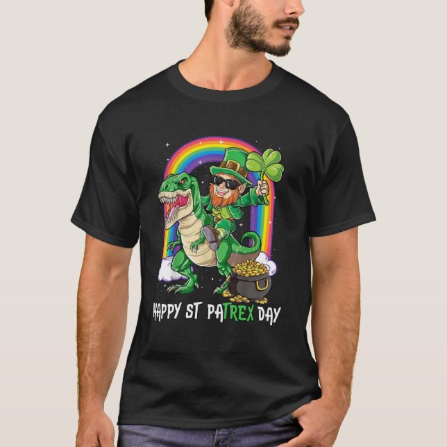 Dino St patricks day Shirt Kids Småbarn Boys Lepre T Shirt (Framsida)