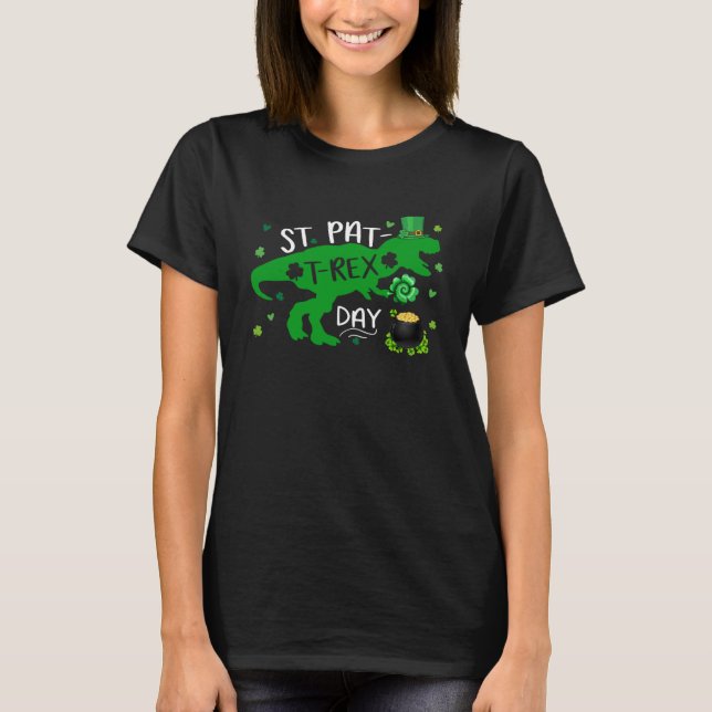 Dino St patricks day Småbarn T Shirt (Framsida)
