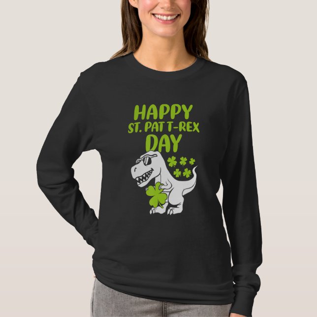 Dino St patricks day Småbarn T Shirt (Framsida)