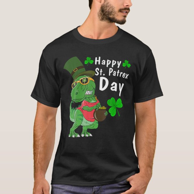 Dino St patricks day Småbarn T Shirt (Framsida)