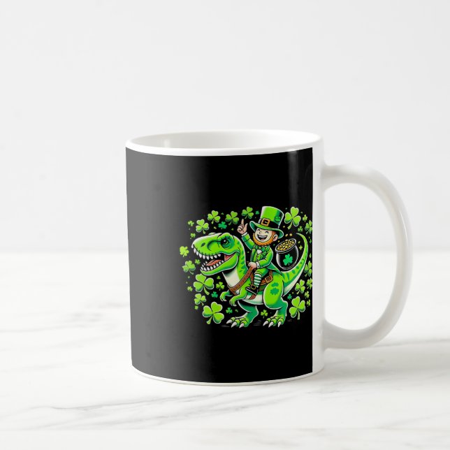 Dino St Patricks Day T-rex Pojkar St Pats Dinosaur Kaffemugg (Höger)