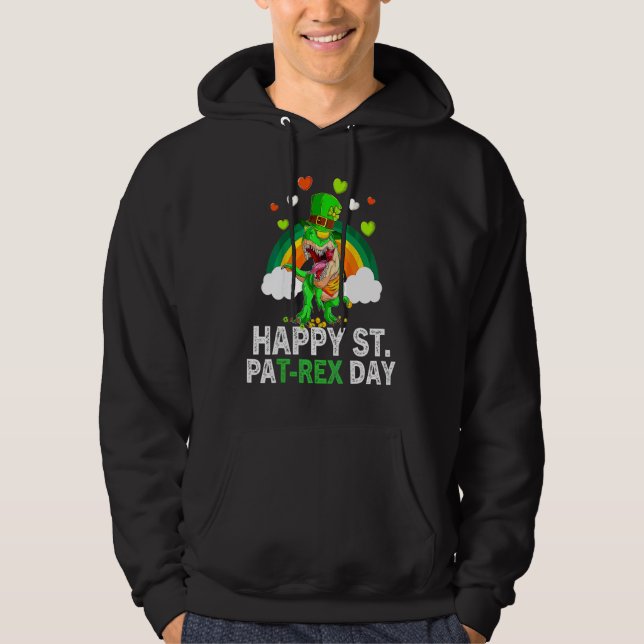 Dino St patricks day Toddle, lycklig St Pat Trex D Hoodie (Framsida)