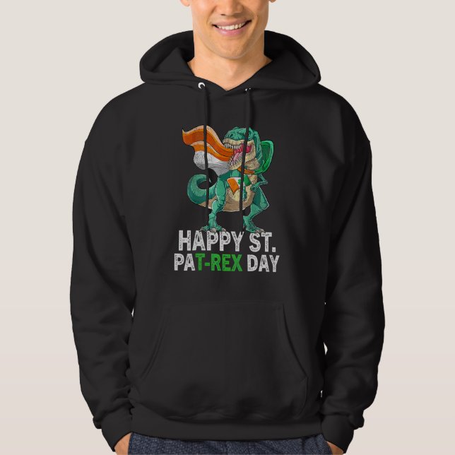 Dino St patricks day Toddle, lycklig St Pat Trex D Hoodie (Framsida)