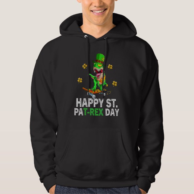 Dino St patricks day Toddle, lycklig St Pat Trex D Hoodie (Framsida)