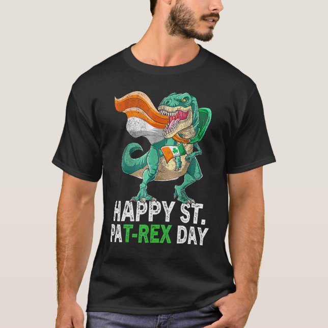 Dino St patricks day Toddle, lycklig St Pat Trex D T Shirt (Framsida)